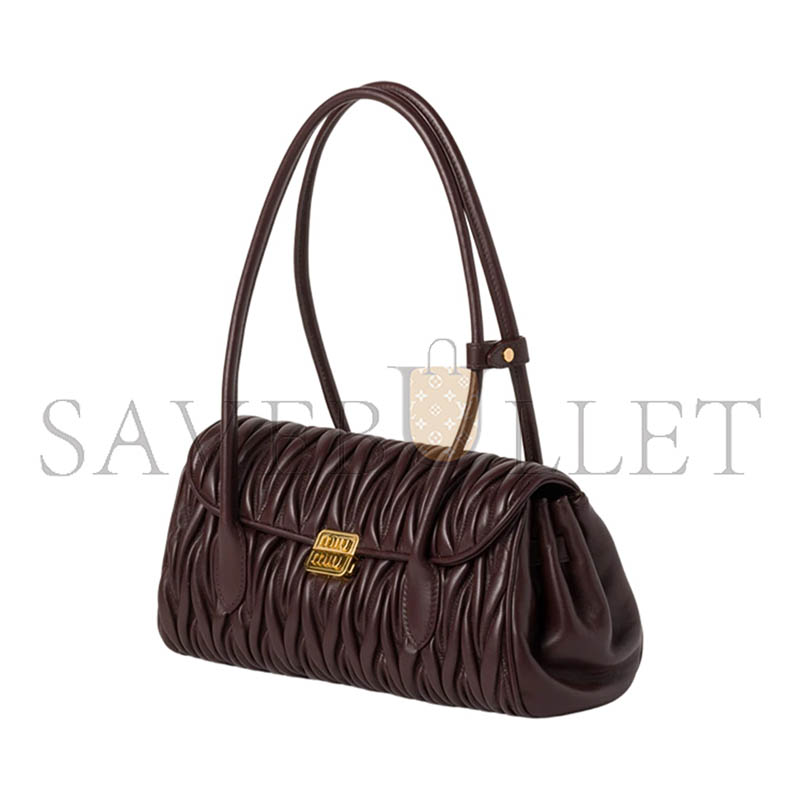 MIU MIU BLACK MATELASSÉ NAPPA LEATHER SHOULDER BAG 5BD265 (28*15*11cm)
